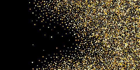 Golden point confetti on a black background. Luxury background.