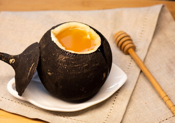 Black radish with honey.Natural honey cough syrup .