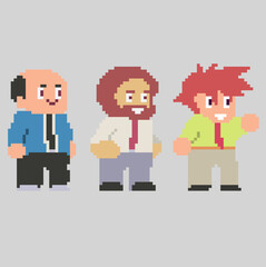 Set of funny pixel characters