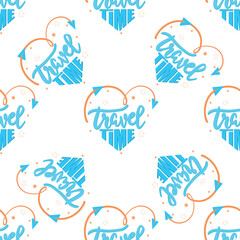 Hand drawn doodle travel set. Travel pattern