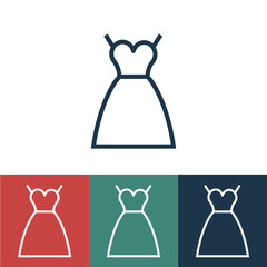 Linear vector icon with wedding gown