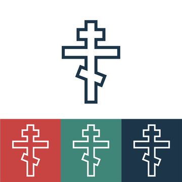 Linear vector icon with orthodox cross