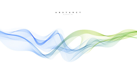 Wave vector element with abstract blue and green lines for website, banner and brochure, Curve flow motion illustration, Transparent vector lines, Creative background design.