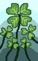 Fototapeta premium Pixel four-leaf. Logo pattern four-leaf image. Illustration of pixel art. Four-leafs pixel art. Leaf clover pixel art.
