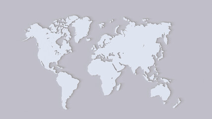 world map clean white clay minimal 3d render