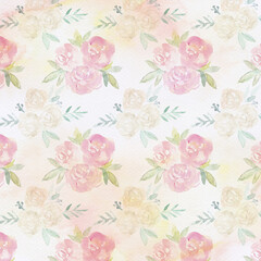 Watercolor roses pattern. Hand draw vintage roses pattern