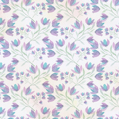 Fototapeta premium Watercolor floral pattern. Floral background. Gentle colors. Female pattern. Handmade.