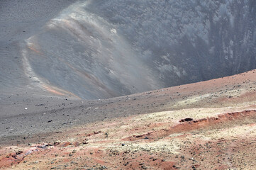 Ground of a volcanic landscape (Pico do Fogo) on the island of Fogo in Cape Verde, with a part of a vent from which gas can escape