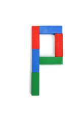 Letter P of the English alphabet from the color blocks of the constructor