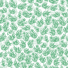 Naklejka na ściany i meble Pretty pattern of branches and leaves in green colours. The elegant the template for fashion prints. Pretty spring or summer wallpaper, background, textile or paper products. cards, wrap, instagram