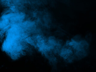 Fototapeta na wymiar Blue smoke texture on black