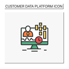 Real-time customer data color icon. Concentrates on real-time data captured from clients. Customer data concept. Isolated vector illustration
