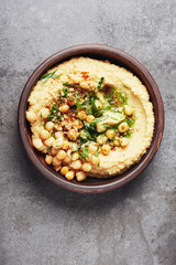 Chickpeas hummus in a bowl.