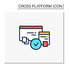 Fototapeta premium Cross browser compatibility color icon. Synchronizing all data in different devices. Sharing data. Digitalization concept. Isolated vector illustration