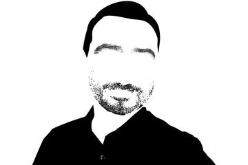 Black silhouette of a man with a blank face and a transparent background