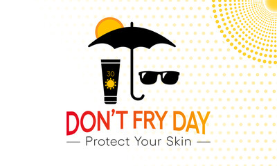 Vector illustration on the theme of Don't fry day observed each year on the Friday before Memorial Day, aims to raise awareness of all the risks of overexposure to the sun. Vector illustration.