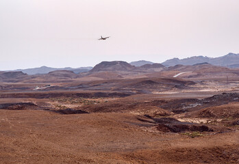 detail of the geological phenomena of the bottom of the Makhtesh Ramon crater in Israel with a...