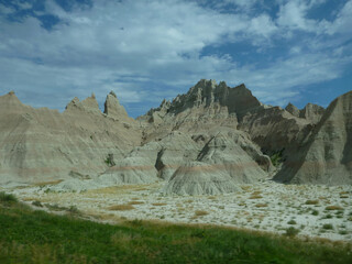 The surreal landscape and terrain at Badlands National Park in South Dakota