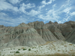 The surreal landscape and terrain at Badlands National Park in South Dakota