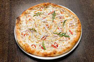 italian pizza on the wooden background