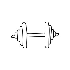 Doodle dumbbell illustration in vector. Hand drawn dumbbell icon in vector. Dumbbell illustration in vector