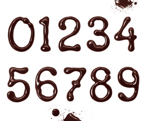 Glossy numbers made of chocolate, isolated on a white background (part 2. numbers)