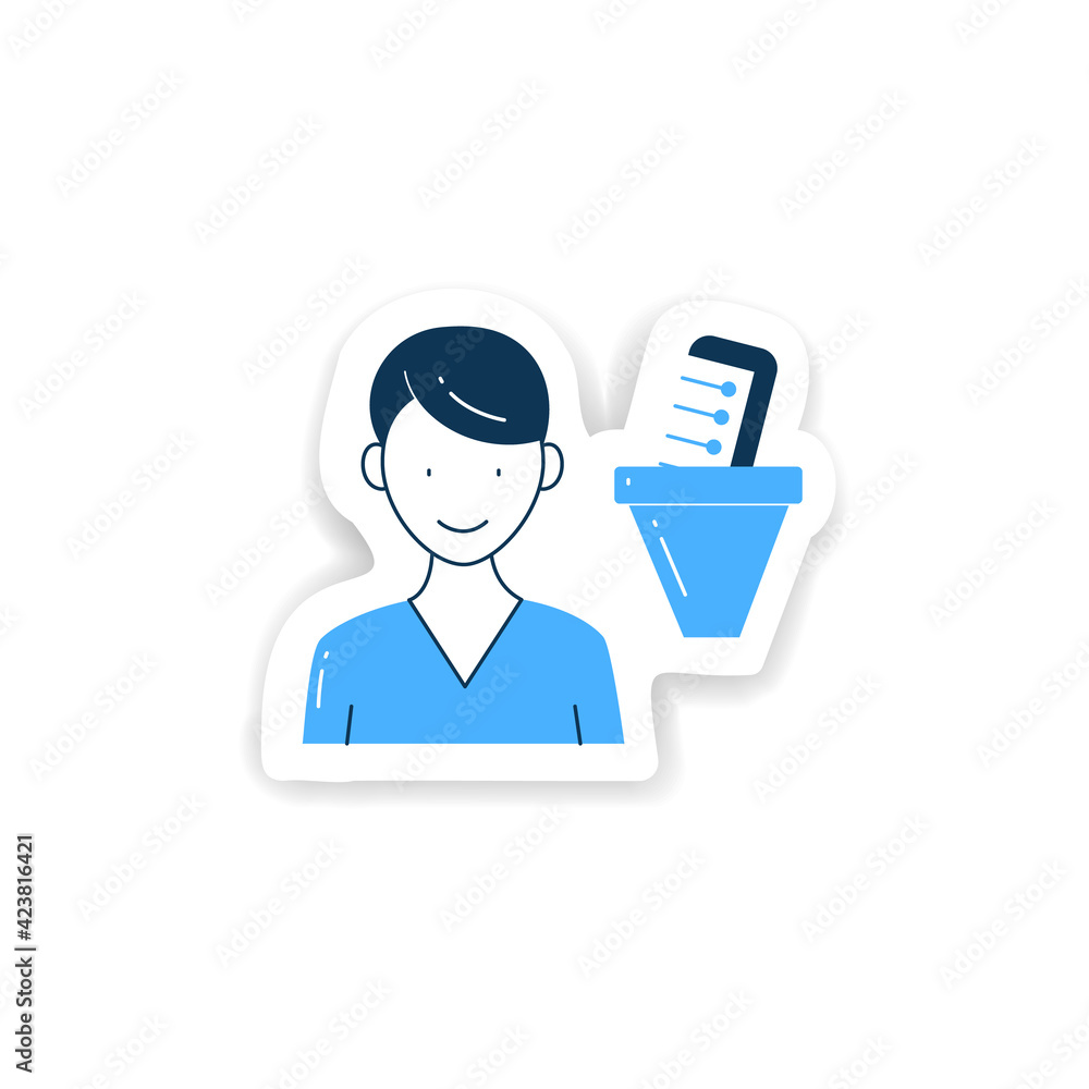Poster information filtering system sticker. filtering information, searching for truthful info badge for d