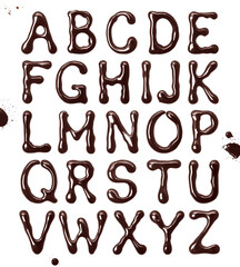 Glossy letters of the Latin alphabet made of chocolate (part 1. letters)