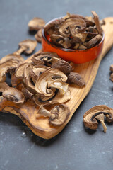 Dried button mushrooms, healthy food ingredient