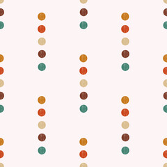 Polka dot line ornament. Imitation of Ikat woven technic. Endless vector texture on light pink background. For wall paper, textile print, wrapping paper, notebook cover.