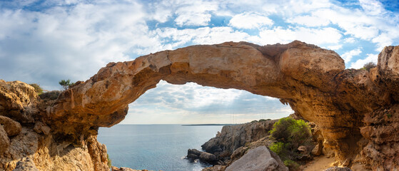Fototapeta na wymiar Sea caves Near Cape Greco Cyprus