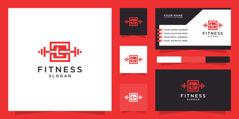Letter l fitness logo and business card template