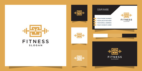 Letter y fitness logo and business card template