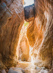Tourist in Avakas canyon, Cyprus