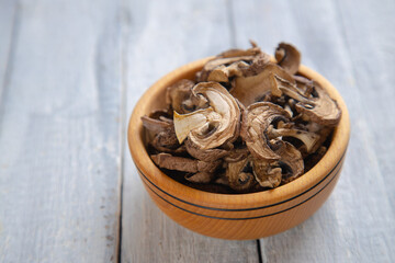 Dried button mushrooms, healthy food ingredient