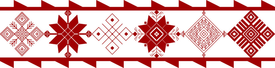 Belarus ethnic ornament. Slavic red geometric pattern. Perfect for logo design, web design, card, poster, packing design, fabric print, sublimation printing on t shirt, mug, bag, - obrazy, fototapety, plakaty