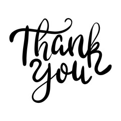 Thank You calligraphy. Brush painted letters.