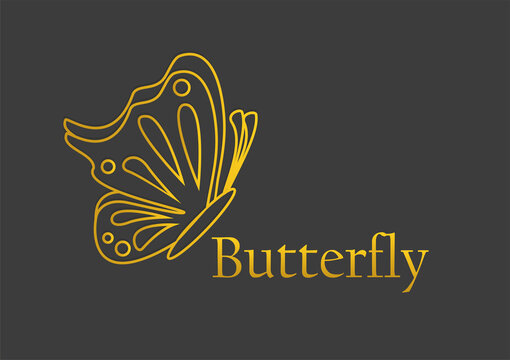 Butterfly simple line vector emblem. Concept element for beauty products or services.
