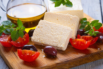 Greek feta cheese with olives
