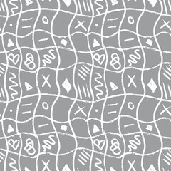 Trendy modern seamless hand drawn geometric patterns. Vector abstract, scandinavian pattern in doodle style