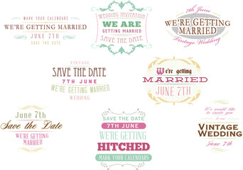 set of invitation card with rings stamp, label for professional design 