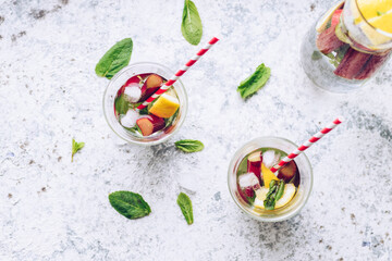 Fototapeta na wymiar Summer refreshing drink with rhubarb