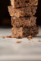 Chocolate crispy cake - cereal rice crispies with chocolate