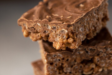 Chocolate crispy cake - cereal rice crispies with chocolate
