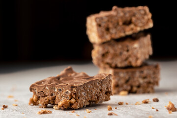 Chocolate crispy cake - cereal rice crispies with chocolate
