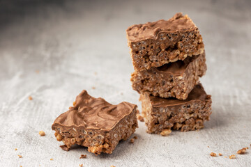 Chocolate crispy cake - cereal rice crispies with chocolate