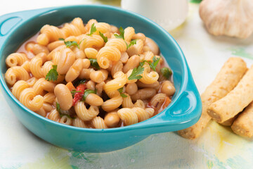 Italian pasta fagioli with kidney beans