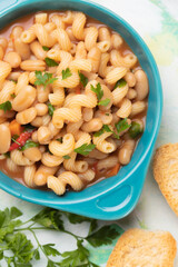 Italian pasta fagioli with kidney beans