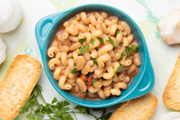 Italian pasta fagioli with kidney beans