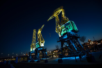 Lighten up cranes in Szczecin, Poland.